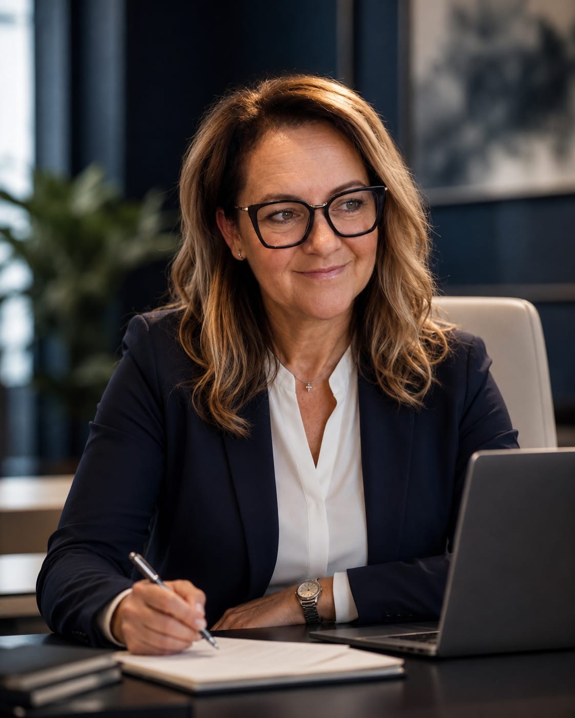 Karmen Grabnar Vovk seated at her desk.